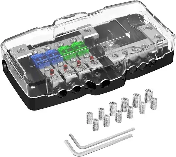 Car Audio 12V 0/4 Gauge 4 Way MIDI Mini-ANL Fuse Block with LED Indicator