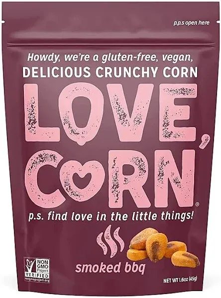 Love Corn Corn Snack, Premium, Smoked BBQ, Crunchy, 10 Pack - 10 pack, 45 g bags