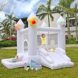 POYOUNGHU White Bounce House House with Blower Inflatable Bouncer