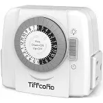 TiFFCOFiO Indoor Mechanical Light Timer, 3 Prong Plug in Timer Switch, 2 Grounded Outlets for Lamps Indoor, ETL Listed,15A/1875W