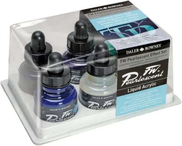 Daler Rowney : FW Artists' Ink : 29.5ml : Set Of 6 Pearlescent Colors