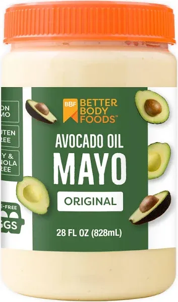 Betterbody Foods Avocado Oil Mayonnaise Non-GMO Mayo Made with Cage-Free Eggs