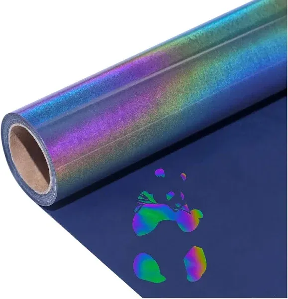 LUKGELYAM Reflective Heat Transfer Vinyl HTV Vinyl 12in x 6ft Reflective Rainbow Iron On Vinyl for T-Shirt Holographic Chameleon HTV Vinyl