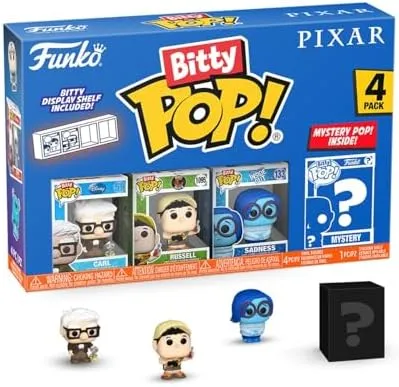 Funko Pop! Bitty: Pixar Mini Collectible Toys 4-Pack - Carl, Russell (Dug Days), Sadness, & Mystery Chase Figure (Styles May Vary)