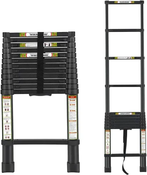 Extension Ladder RIKADE Aluminum Telescoping Ladder with Non-Slip Feet, Portable Telescopic Ladder for Household and Outdoor