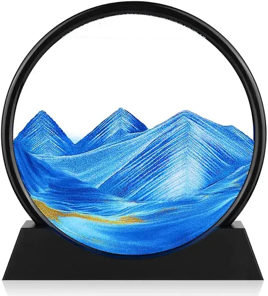 Moving Sand Art Picture 3D Quicksand Painting Decor Round Glass 3D Deep Sea Sandscape