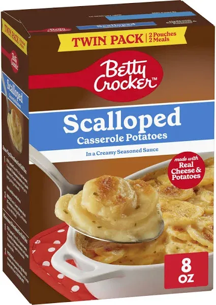 Betty Crocker Scalloped Casserole Potatoes, Made With Real Cheese, Twin Pack, 8 oz Box