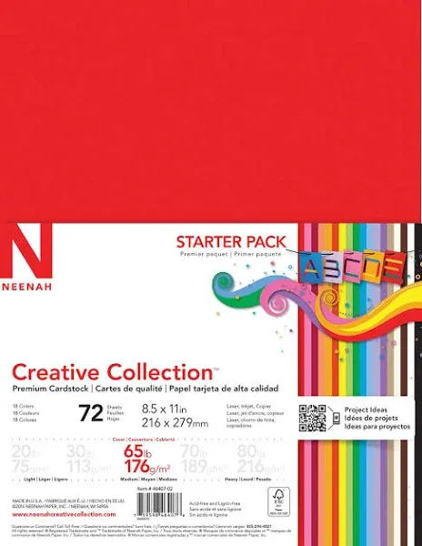 Neenah Paper Astrodesigns Starter Kit 65 lb. Cardstock Paper 8.5&#034; x 11&#034; 18-Color