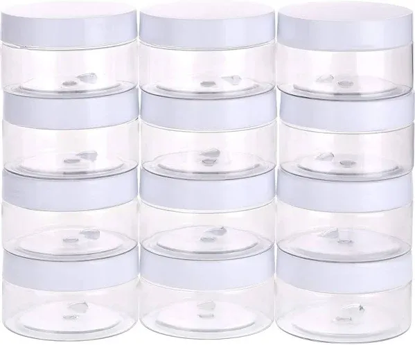 12 Pack Small Plastic Containers with Lids Clear Favor 2 Ounce, White 