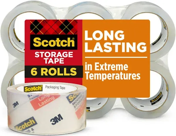 Scotch Long Lasting Storage Packing Tape, 1.88 in. x 54.6 yd., 4 Tape Rolls