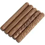 OwnMy Set of 5 Clay Modeling Pattern Rollers Kit, Fish Leaves Cobblestone Ripple Wood Grain Pattern 4.7 in Clay Rolling Pin Textured Hand Roller