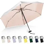 LEAGERA Mini Umbrella for Purse - UPF 50+ UV Blocker Sun Protection Umbrella, Small Micro Travel Parasol Design for Women