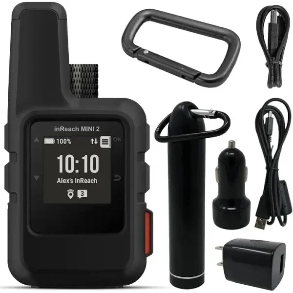 Garmin inReach Mini 2 Satellite 0.9 Handheld Communicator (Black) with Power Pack Bundle