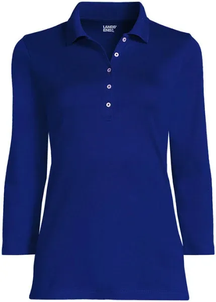 Lands' End Women's Supima Cotton 3/4 Sleeve Polo Shirt