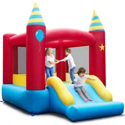 Kid Inflatable Bounce Castle 2-in-1 Playing Areas Jumping Fun House W/out Blower