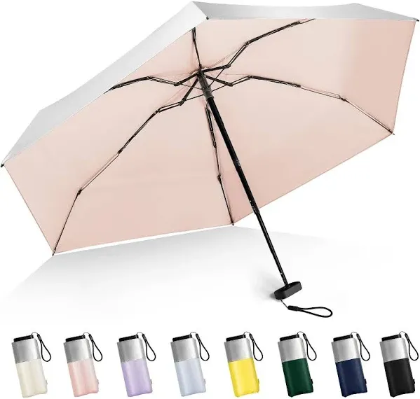 LEAGERA Mini Umbrella for Purse - UPF 50+ UV Blocker Sun Protection Umbrella, Small Micro Travel Parasol Design for Women