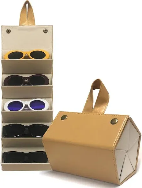 Longjet Sunglasses Organizer 5 Slots Travel Glasses Case Multiple Pairs Eyeglasses Storage Box Hanging Eyewear Holder