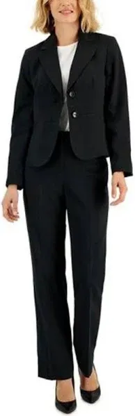 Le Suit Womens Petites 2pc Pant Suit Black 12p