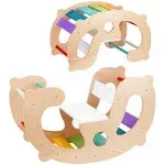 2 in 1 Rainbow Climbing Toys - Pikler Montessori Climbing Set, Wooden Medium