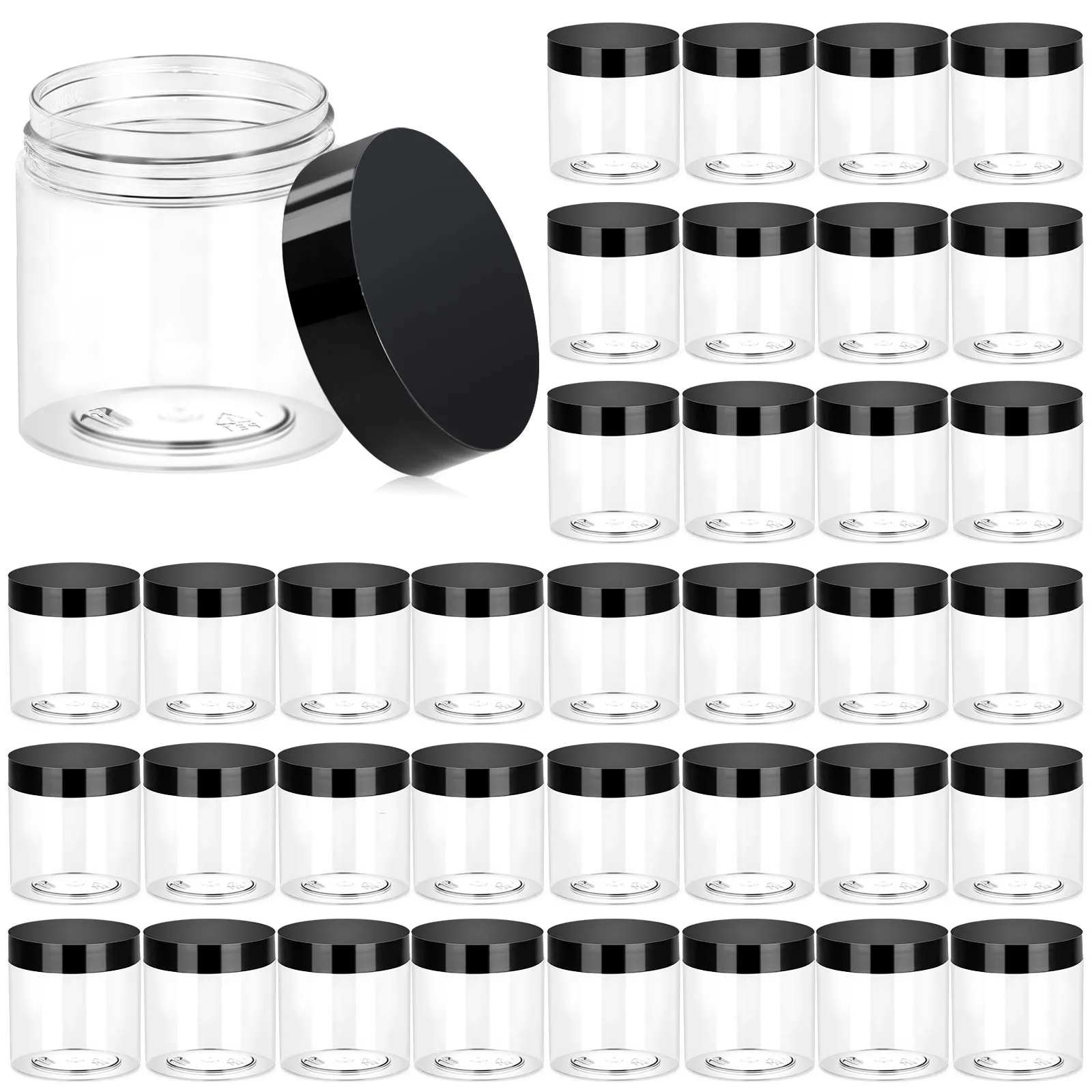 36 Pack 1 OZ Plastic Round Jars w/ White Lids for Lotion/Ointmen<wbr/>t/Makeup/Sampl<wbr/>es