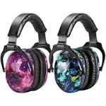 ZOHAN Kids Ear Protection 2 Pack, Hearing Protection Safety Ear Muffs for Children Have Sensory Issues, Adjustable Noise Reduction Earmuffs for Concerts, Fireworks(Nebula&Rap)