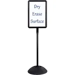 Safco WriteWay Double-Sided Magnetic Dry Erase Standing Message Sign, Rectangle, 18 x 65, White Surface, Black Frame 