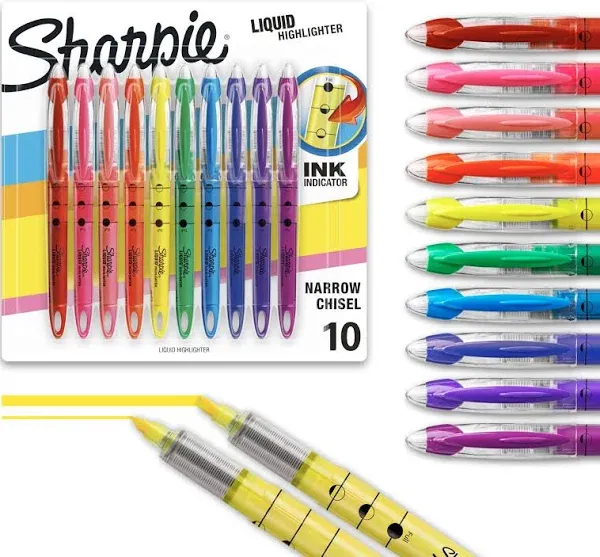 Sharpie Accent Liquid Pen Style Highlighter, Chisel Tip, Assorted, 10/Set 24415PP