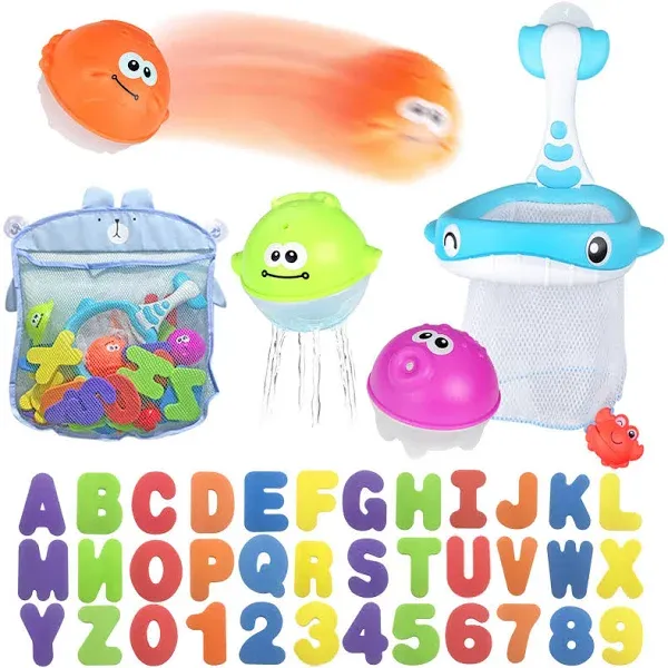 Bath Toy Sets, 36 Foam Bath Letters and Numbers, Floating Squirts Animal Toys...