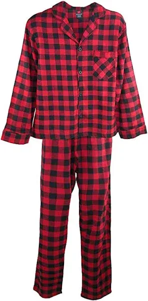 *New* Hanes Mens Long Sleeve Flannel Pajama Set (Medium Blue 2-Pc) 100% Cotton