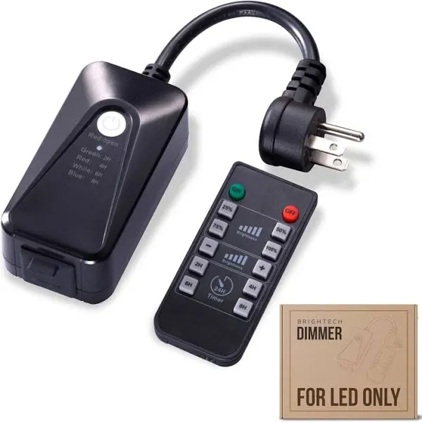 Brightech Smart Dimmer Plug for LED Outdoor String Lights, Comes with Remote Control, Works Up to Max Power 150W, Waterproof Commercial Grade Dimmer for Dimmable String Lights