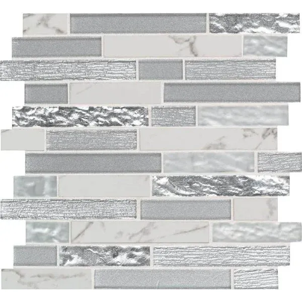 Msi Whistler Ice Interlocking 11.81 in. x 12 in. x 8mm Glass Mesh-Mounted Mosaic Tile