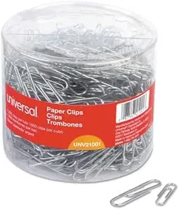 Universal UNV21001 Plastic-Coated Paper Clips44; Silver - 1000 Per Pack