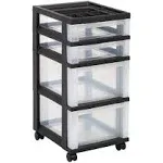 Office Depot 4-Drawer Black Plastic Storage Cart