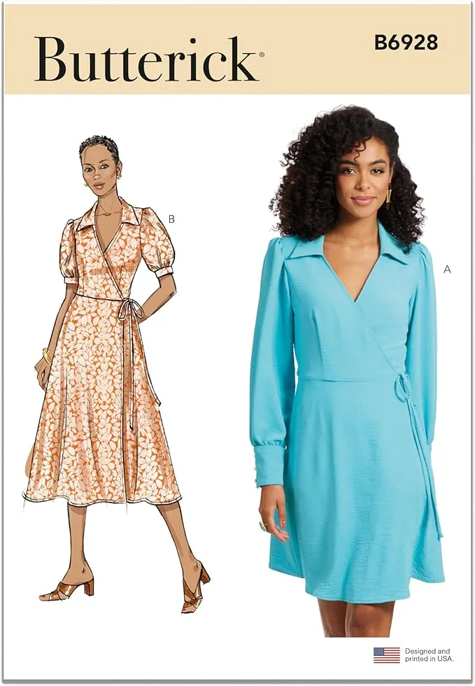 Butterick Misses' Wrap Dress in Two Lengths Sewing Pattern Kit, Design Code B6928, Sizes 8-10-12-14-16