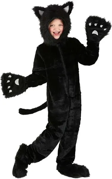 Kid's Purrfect Black Cat Costume, Classic Black Cat Halloween Costume for Boys and Girls