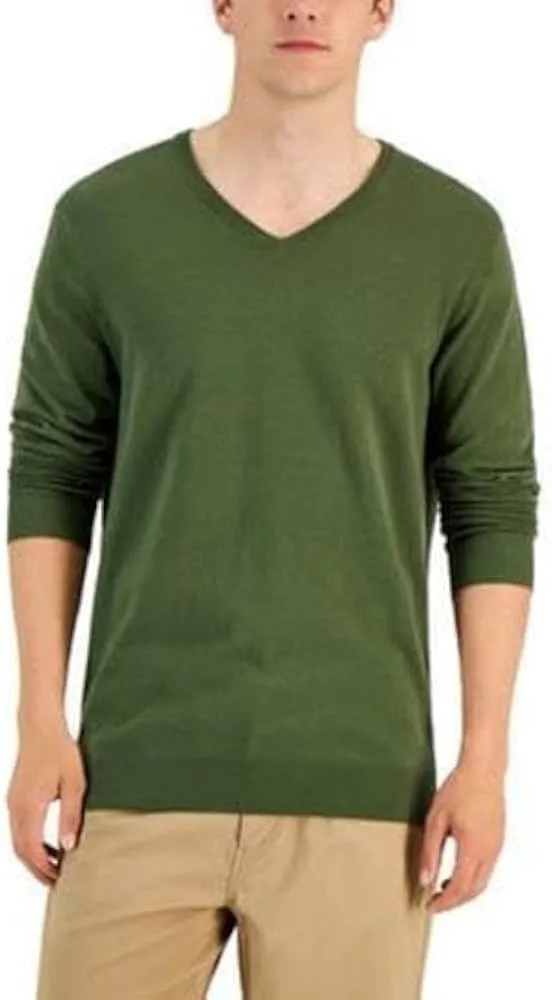 Alfani Men's Solid V-Neck Cotton Sweater