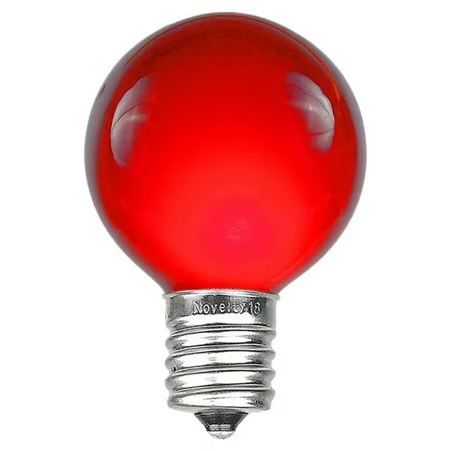 Novelty Lights 25 Pack G30 Outdoor Globe Replacement Bulbs, Red, C7/E12 Candelabra Base, 5 Watt