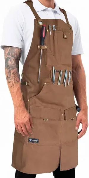  Work Apron - Heavy Duty Wood Working Apron for Men with Tool Canvas Black