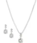 Silver-Tone and Crystal Necklace and Earrings Set