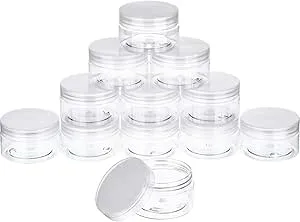 SATINIOR Empty 12 Pack Plastic Storage Favor Jars Wide Plastic Containers with Lids for Beauty Products, DIY Making or Others (Black,4 Ounce)