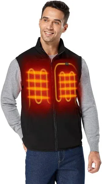 New ORORO Men&#039;s Large Black Heated Fleece Vest With Battery &amp; Charger