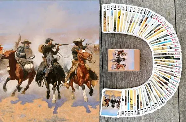 FLONZGIFT Wild West Playing Cards (Poker Deck 54 Cards All Different) Vintage Western Pioneers Indians Cowboys Wild West