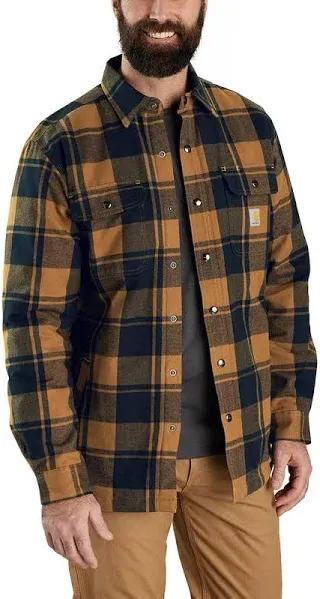 Carhartt Men's Relaxed Fit Flannel Sherpa-Lined Shirt Jac