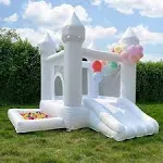 White Bounce House with Blower,Family Backyard Bouncy Castle,Suitable for Yard,Events,Parties,Weddings,Children's Gifts(6ftL×5ftW×5ftH)