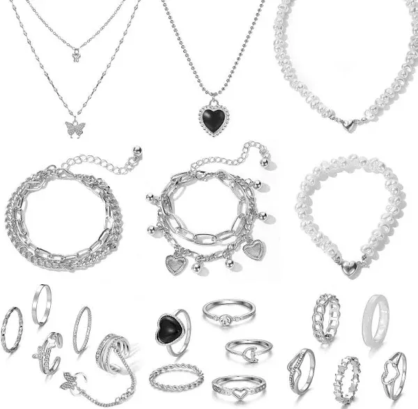 36 Pcs Silver Plated Jewelry Set