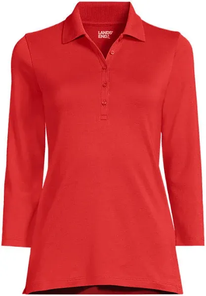 Lands' End Women's Supima Cotton 3/4 Sleeve Polo Shirt