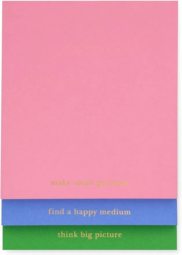 kate spade new york Stacked Notepad Assorted Sizes, Includes 3 Cute Notepads with 75 Sheets Each, Colorful Pads of Paper for Desk Notes (Adventure Stripe)