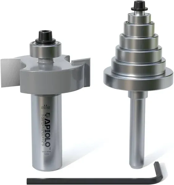 YONICO Rabbet & Bearing Router Bit Set 1/2-Inch Height with 6 Bearings 1/4-Inch Shank 14705q