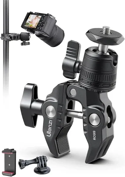 Ulanzi R099 Camera Super Clamp Mount w 360° Adjustable Mini Ball Head 1/4&#034; Screw