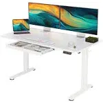 Ydn Standing Desk with Drawers, 55 x 24 inch Adjustable Height Stand Up Desk, Electric Sit Stand Computer Desk for Home Office, White